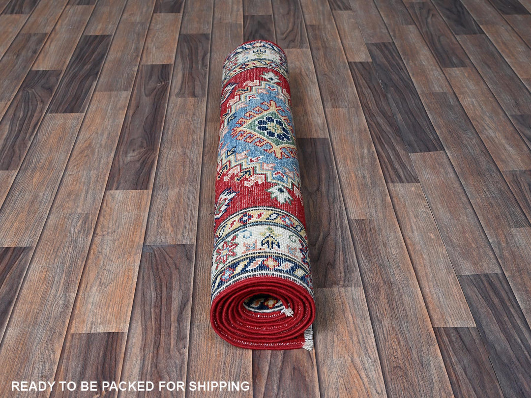 2'9" x 6'6" New Hand Knotted Red Wool Runner Oriental Rug - MOA102448