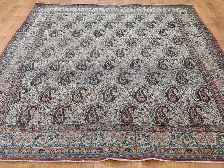 6'3" x 8'9" Vintage Hand Knotted Ivory Wool Rectangle Oriental Rug - MOA10244939