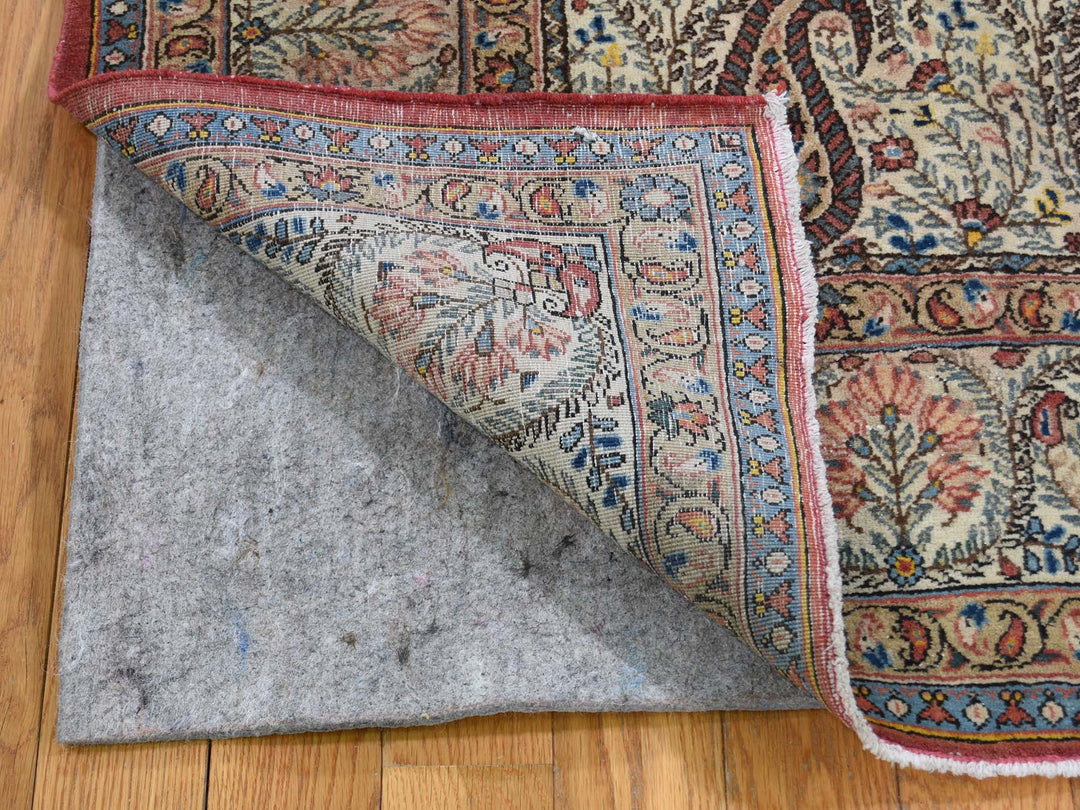 6'3" x 8'9" Vintage Hand Knotted Ivory Wool Rectangle Oriental Rug - MOA10244939