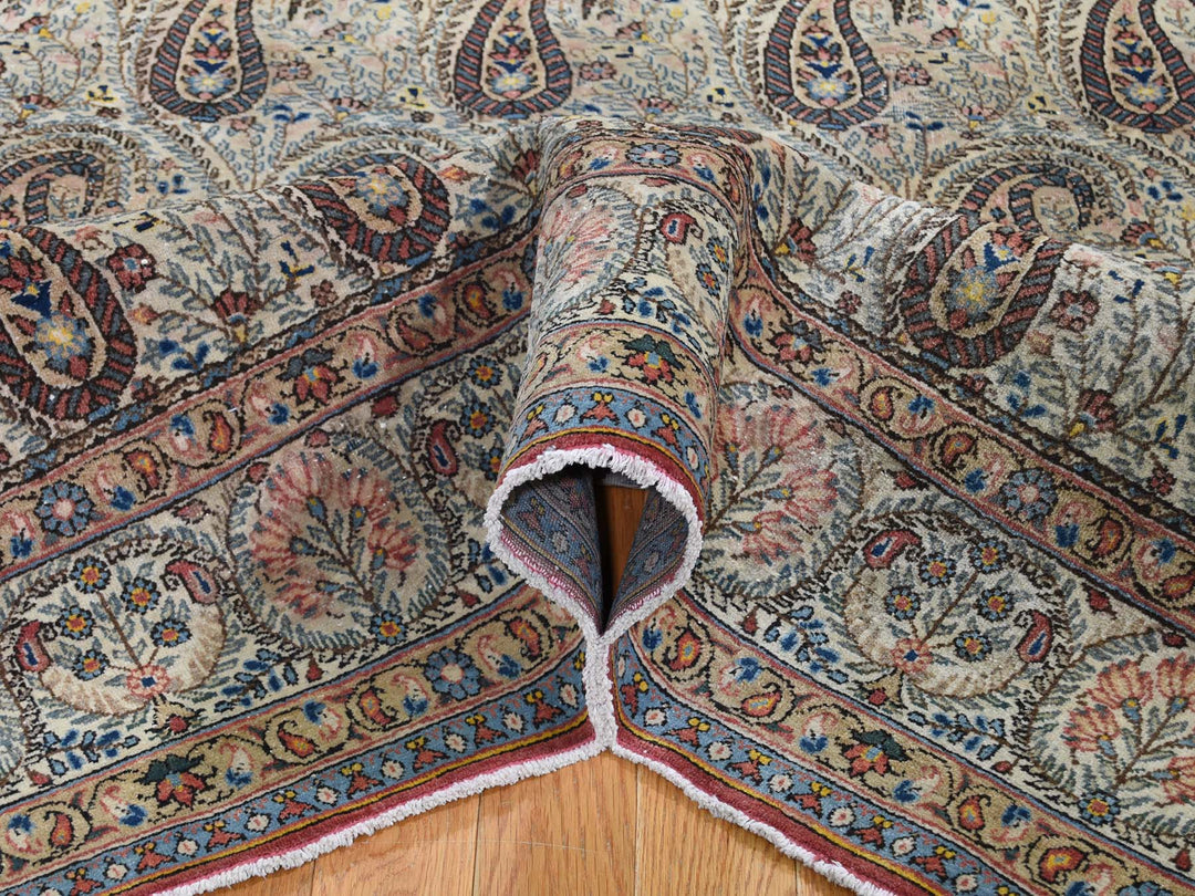 6'3" x 8'9" Vintage Hand Knotted Ivory Wool Rectangle Oriental Rug - MOA10244939