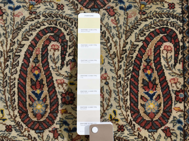 6'3" x 8'9" Vintage Hand Knotted Ivory Wool Rectangle Oriental Rug - MOA10244939