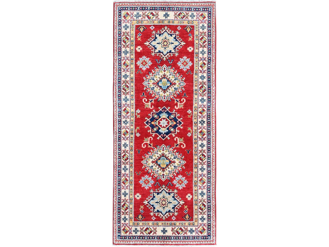 2'8" x 6'5" New Hand Knotted Red Wool Runner Oriental Rug - MOA102450