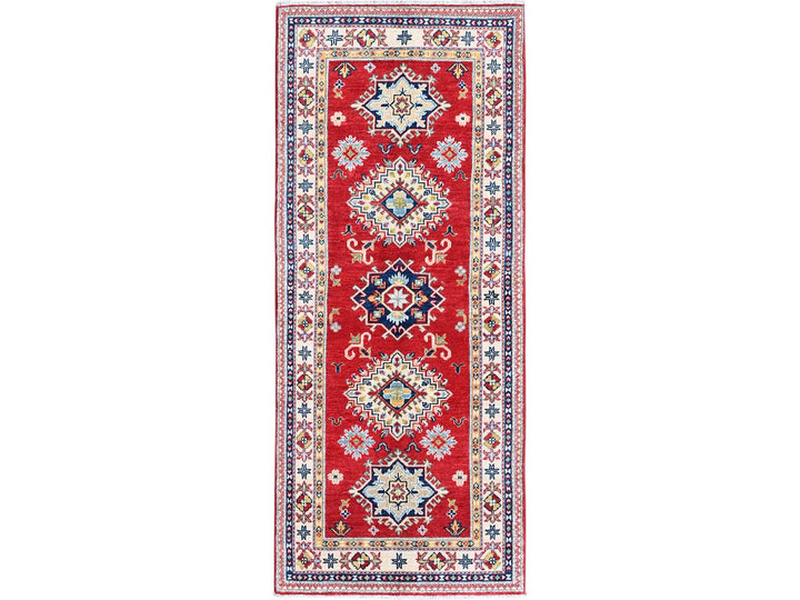 2'8" x 6'5" New Hand Knotted Red Wool Runner Oriental Rug - MOA102450