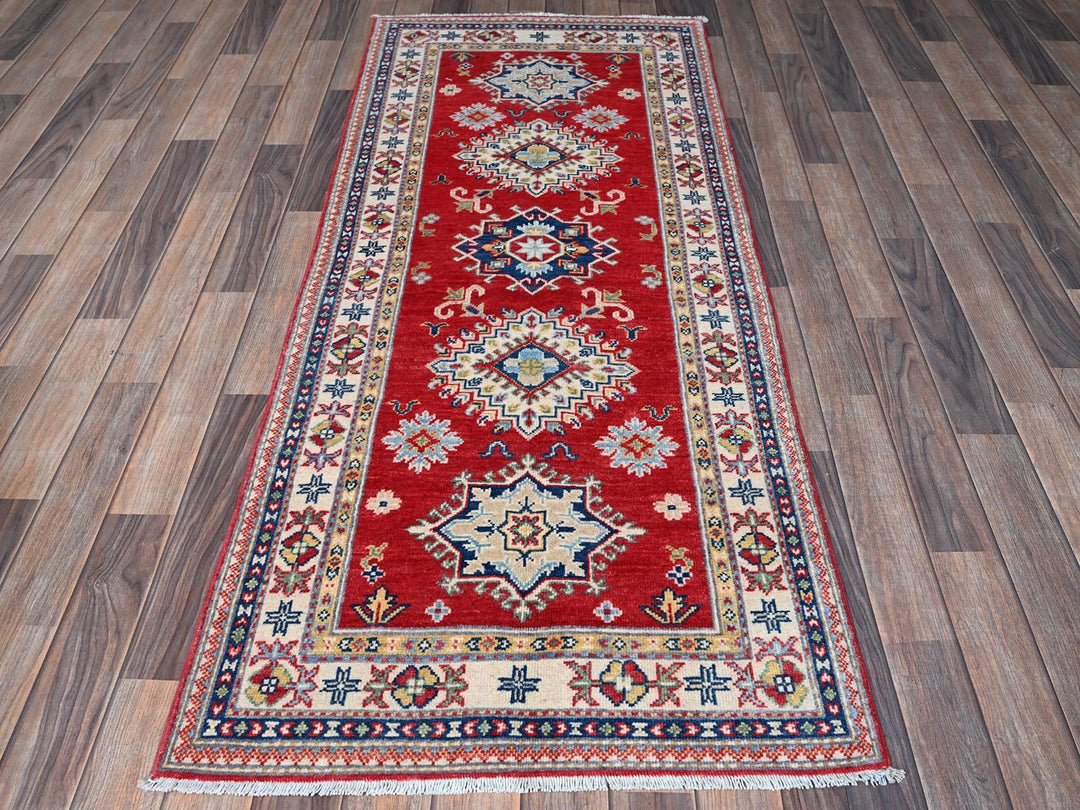 2'8" x 6'5" New Hand Knotted Red Wool Runner Oriental Rug - MOA102450