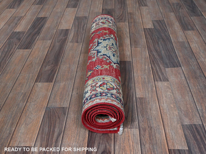 2'8" x 6'5" New Hand Knotted Red Wool Runner Oriental Rug - MOA102450