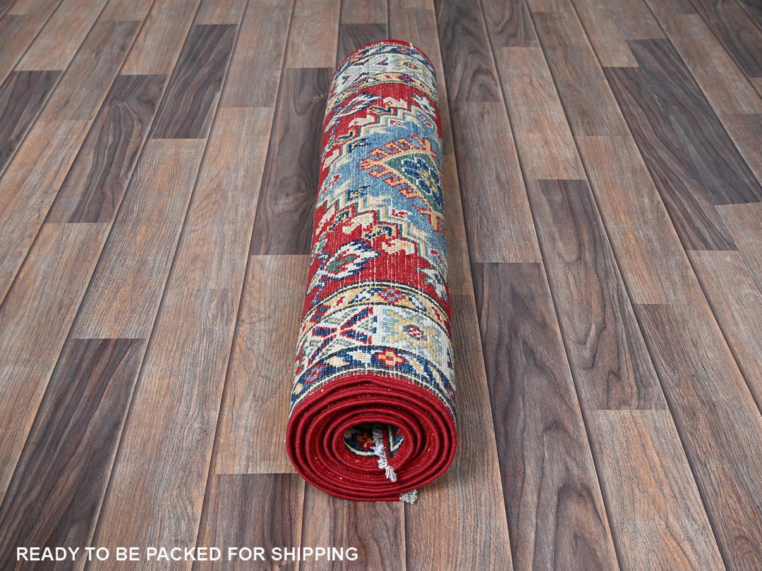 2'7" x 6'9" New Hand Knotted Red Wool Runner Oriental Rug - MOA102451