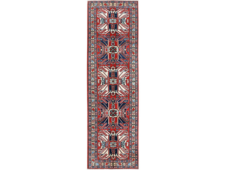 2'9" x 9'10" New Hand Knotted Red Wool Runner Oriental Rug - MOA102453