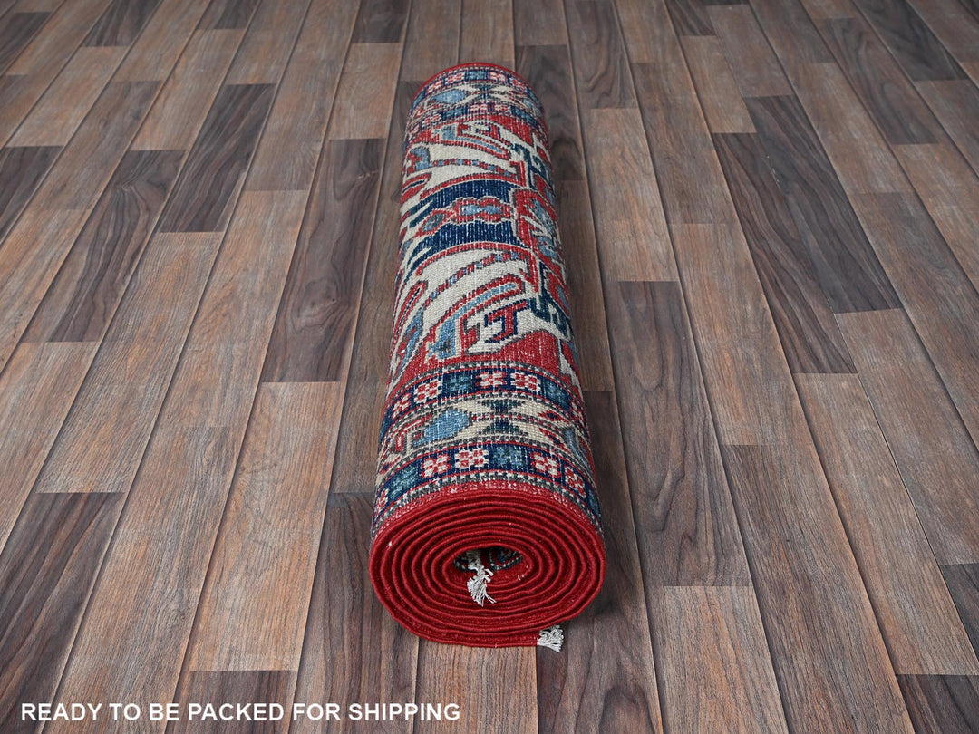 2'9" x 9'10" New Hand Knotted Red Wool Runner Oriental Rug - MOA102453