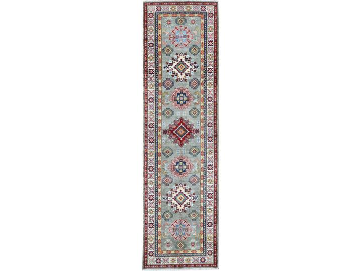 2'7" x 9'3" New Hand Knotted Green Wool Runner Oriental Rug - MOA102454
