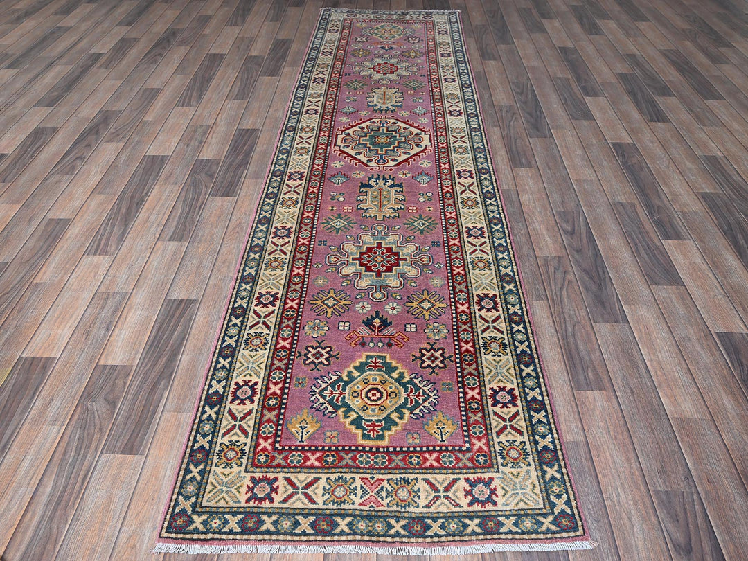 2'7" x 10'1" New Hand Knotted Pink Wool Runner Oriental Rug - MOA102455