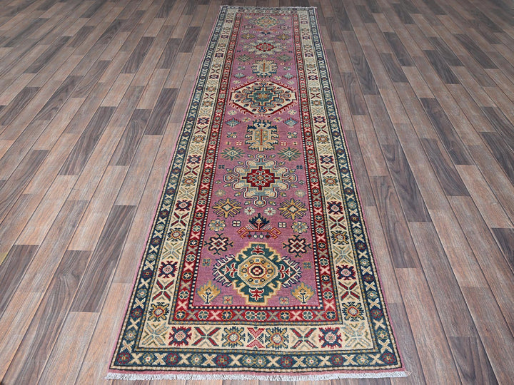 2'7" x 10'1" New Hand Knotted Pink Wool Runner Oriental Rug - MOA102455