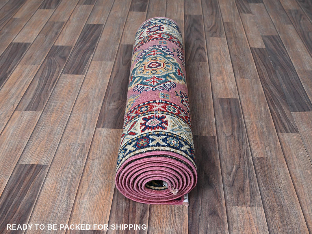 2'7" x 10'1" New Hand Knotted Pink Wool Runner Oriental Rug - MOA102455