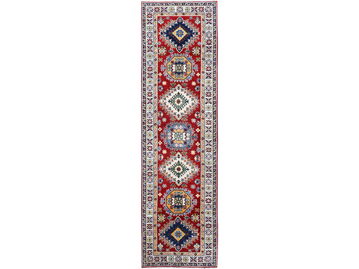 2'9" x 9'8" New Hand Knotted Red Wool Runner Oriental Rug - MOA102456