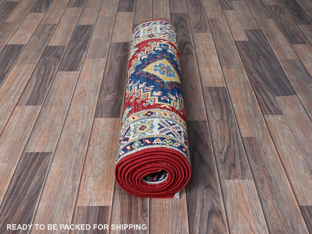2'9" x 9'8" New Hand Knotted Red Wool Runner Oriental Rug - MOA102456