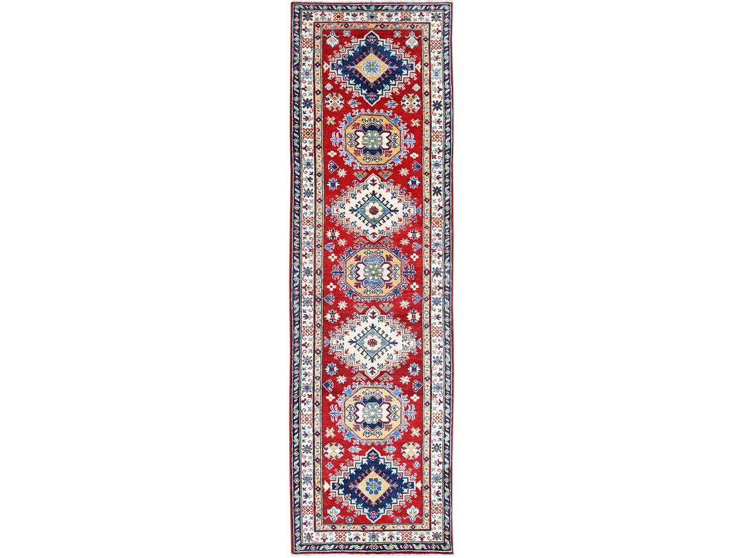 2'10" x 9'7" New Hand Knotted Red Wool Runner Oriental Rug - MOA102457