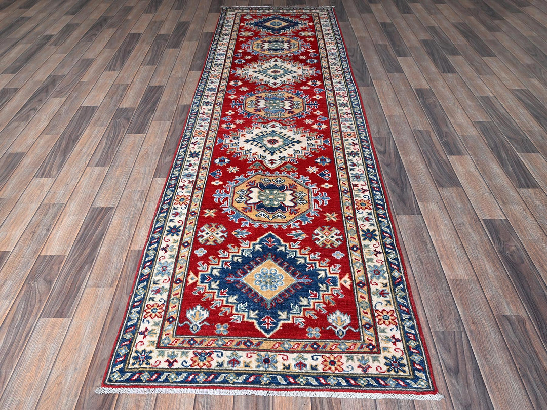 2'10" x 9'7" New Hand Knotted Red Wool Runner Oriental Rug - MOA102457