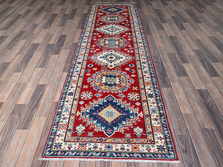 2'10" x 9'7" New Hand Knotted Red Wool Runner Oriental Rug - MOA102457