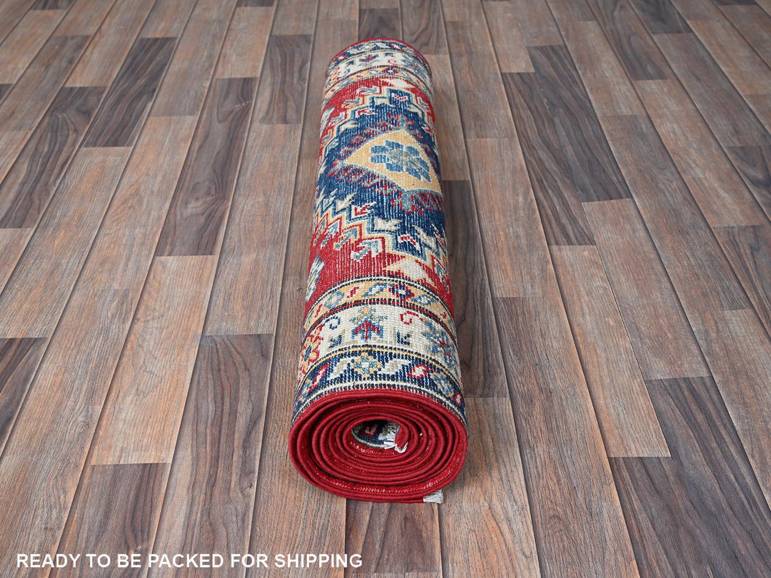 2'10" x 9'7" New Hand Knotted Red Wool Runner Oriental Rug - MOA102457