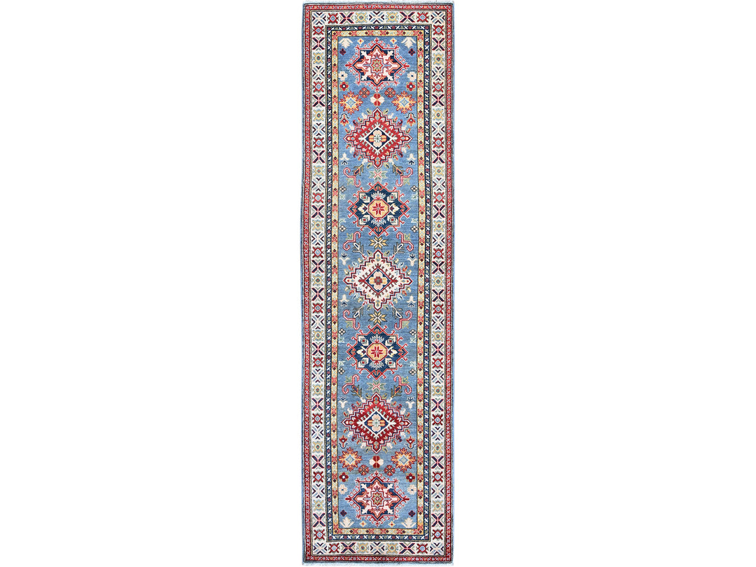 2'7" x 9'9" New Hand Knotted Blue Wool Runner Oriental Rug - MOA102458