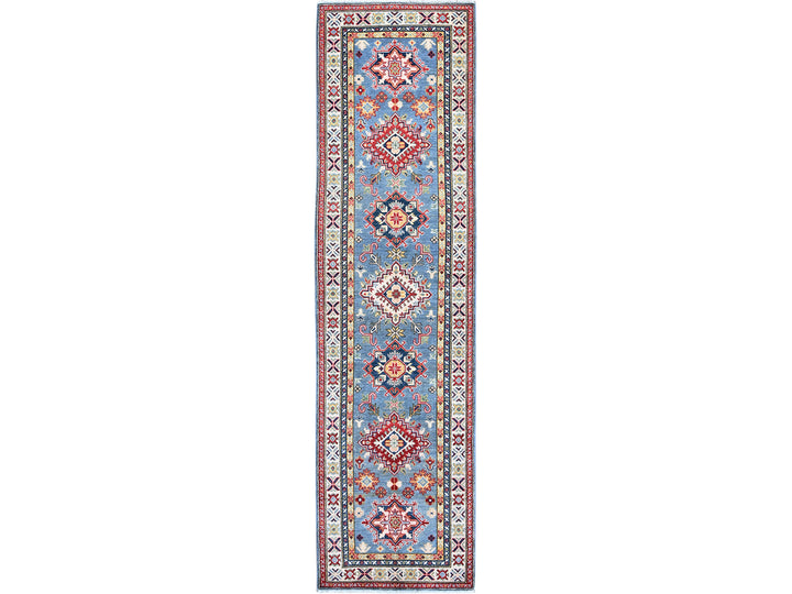 2'7" x 9'9" New Hand Knotted Blue Wool Runner Oriental Rug - MOA102458