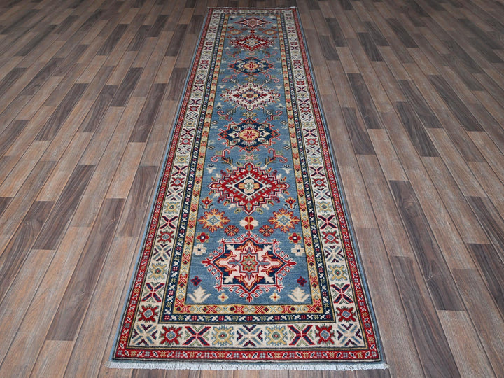 2'7" x 9'9" New Hand Knotted Blue Wool Runner Oriental Rug - MOA102458