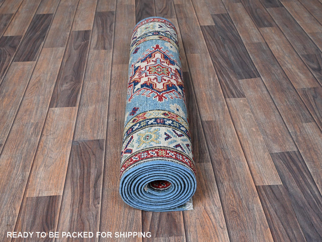 2'7" x 9'9" New Hand Knotted Blue Wool Runner Oriental Rug - MOA102458