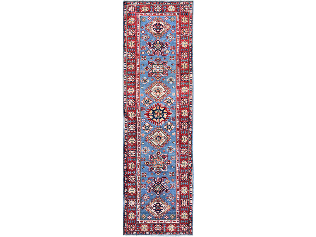 2'9" x 9'6" New Hand Knotted Blue Wool Runner Oriental Rug - MOA102459