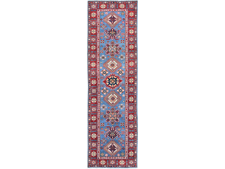 2'9" x 9'6" New Hand Knotted Blue Wool Runner Oriental Rug - MOA102459