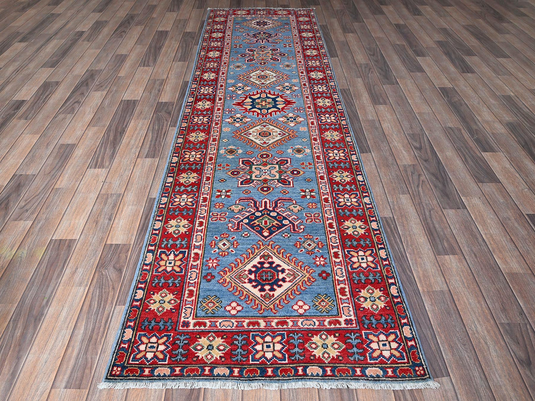 2'9" x 9'6" New Hand Knotted Blue Wool Runner Oriental Rug - MOA102459