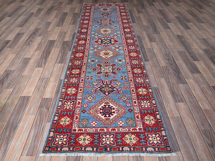 2'9" x 9'6" New Hand Knotted Blue Wool Runner Oriental Rug - MOA102459