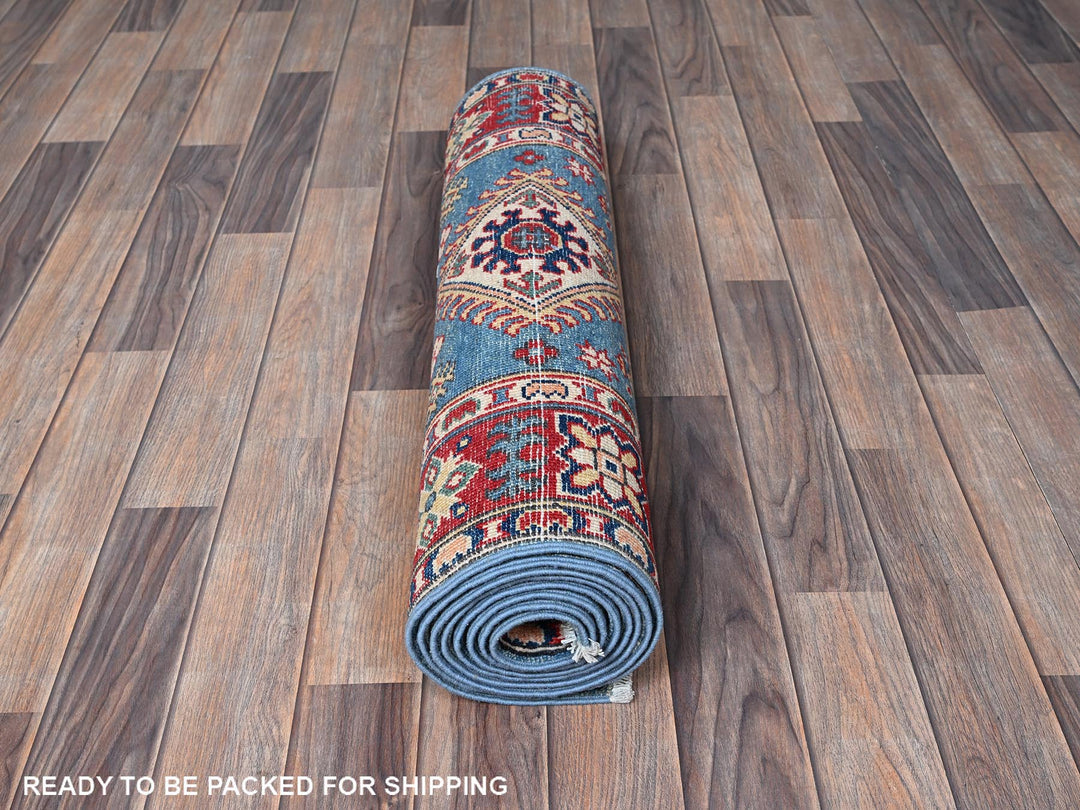 2'9" x 9'6" New Hand Knotted Blue Wool Runner Oriental Rug - MOA102459