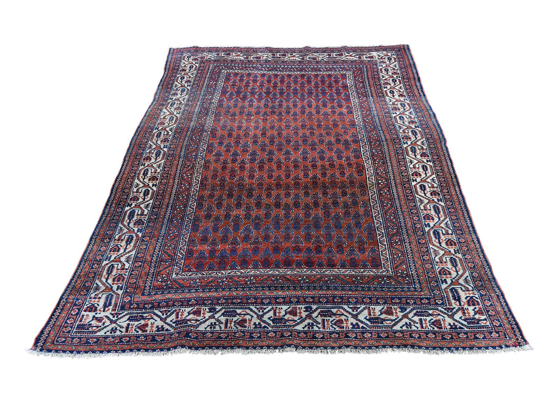 4'5" x 6'5" Vintage Hand Knotted Brown Wool Rectangle Oriental Rug - MOA10246195