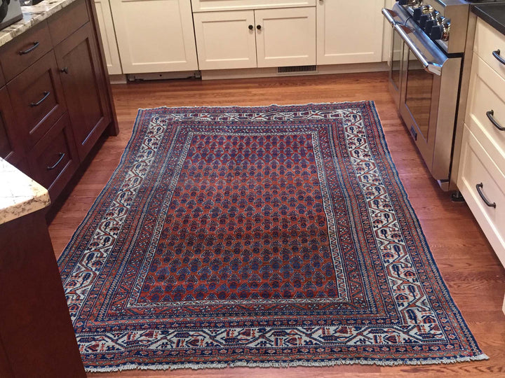 4'5" x 6'5" Vintage Hand Knotted Brown Wool Rectangle Oriental Rug - MOA10246195