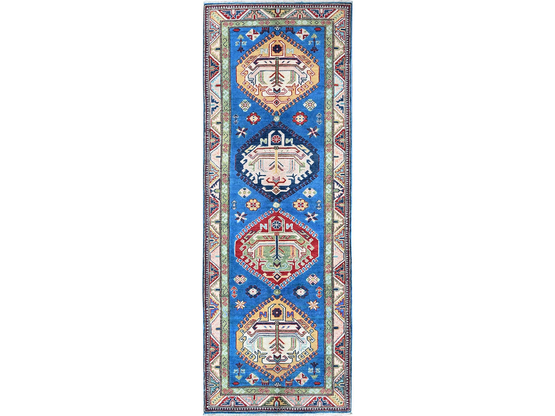 2'9" x 8'2" New Hand Knotted Blue Wool Runner Oriental Rug - MOA102461