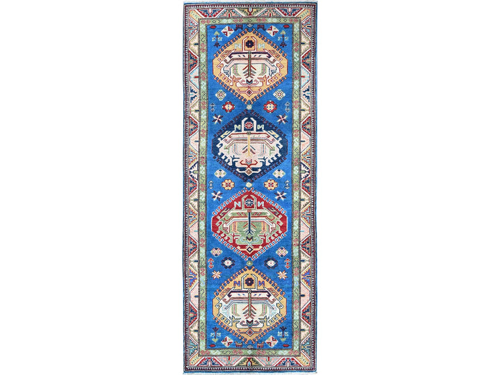2'9" x 8'2" New Hand Knotted Blue Wool Runner Oriental Rug - MOA102461