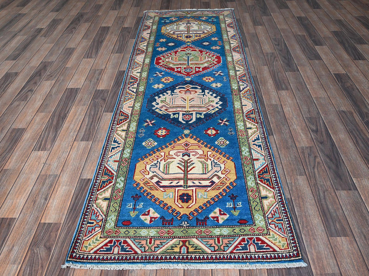 2'9" x 8'2" New Hand Knotted Blue Wool Runner Oriental Rug - MOA102461
