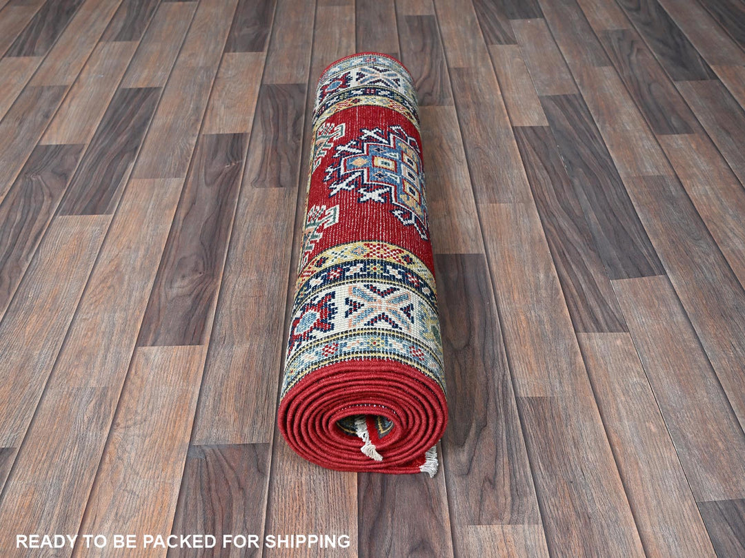 2'8" x 9'6" New Hand Knotted Red Wool Runner Oriental Rug - MOA102463