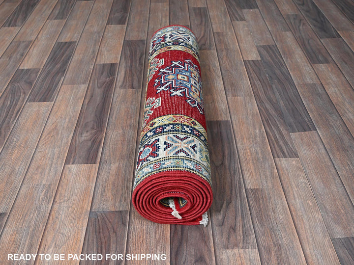 2'8" x 9'6" New Hand Knotted Red Wool Runner Oriental Rug - MOA102463