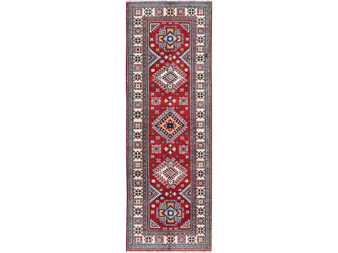 2'6" x 7'9" New Hand Knotted Red Wool Runner Oriental Rug - MOA102464