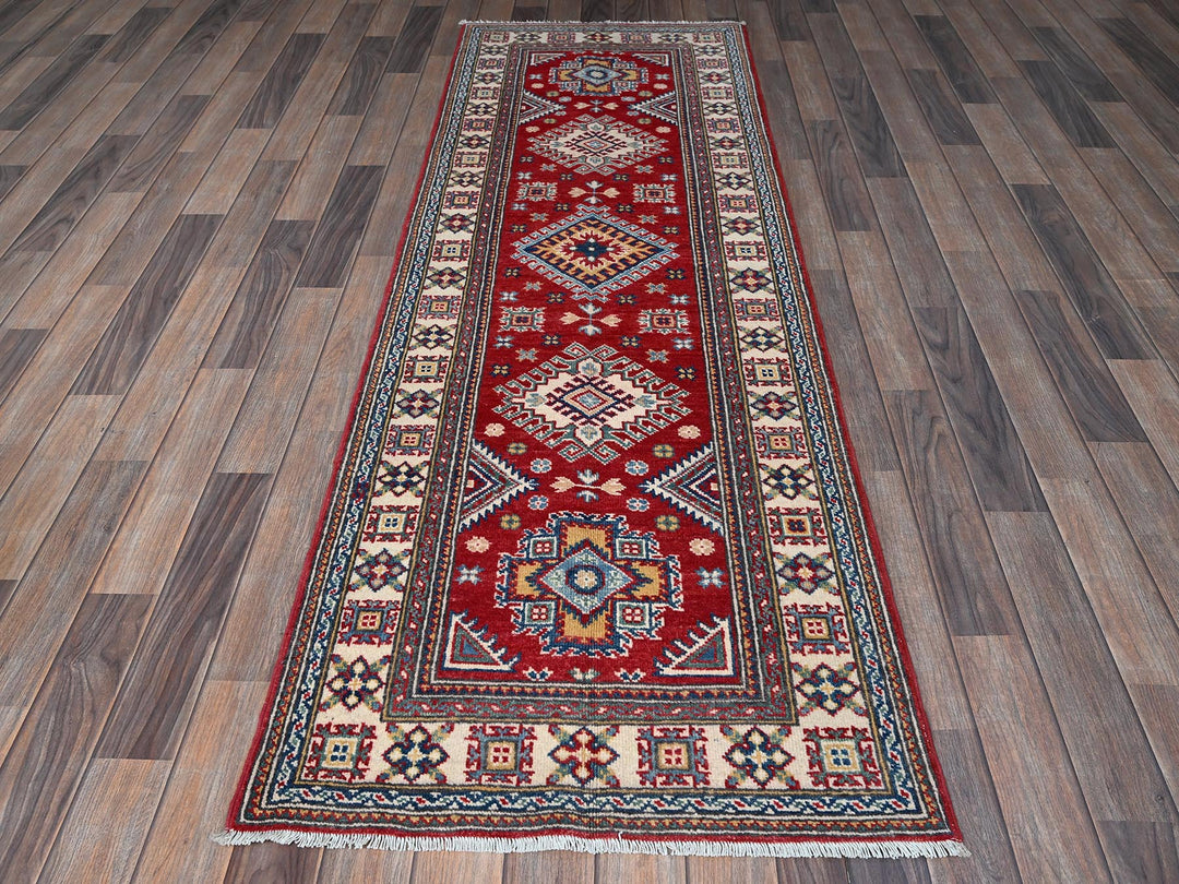 2'6" x 7'9" New Hand Knotted Red Wool Runner Oriental Rug - MOA102464