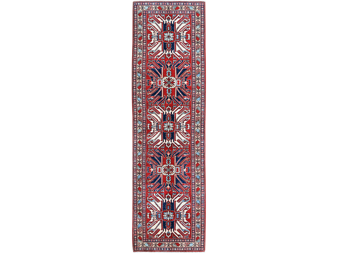 2'9" x 9'10" New Hand Knotted Red Wool Runner Oriental Rug - MOA102466