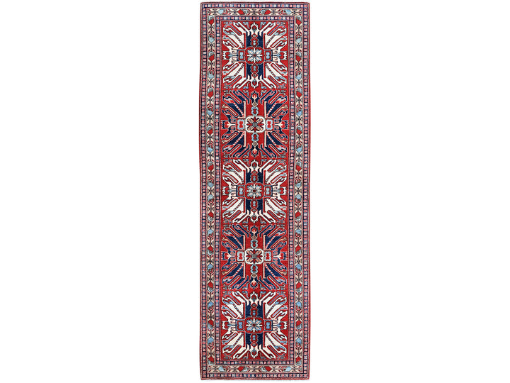2'9" x 9'10" New Hand Knotted Red Wool Runner Oriental Rug - MOA102466