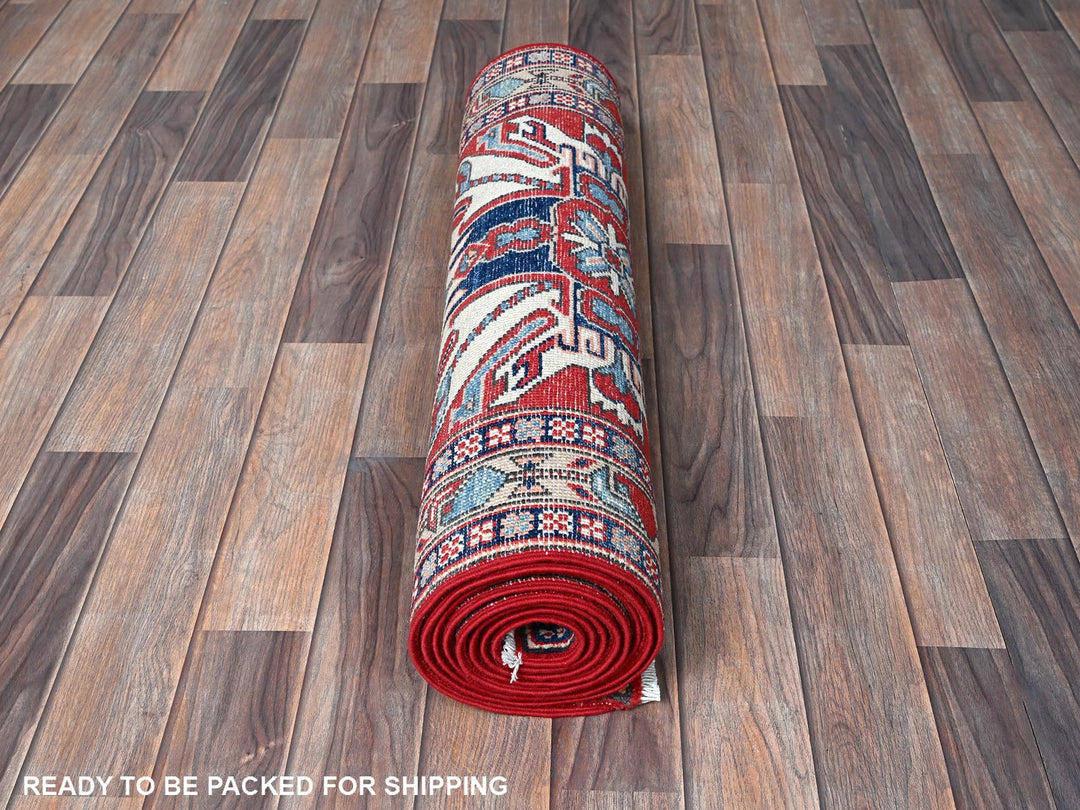 2'9" x 9'10" New Hand Knotted Red Wool Runner Oriental Rug - MOA102466