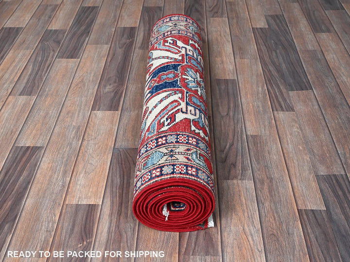 2'9" x 9'10" New Hand Knotted Red Wool Runner Oriental Rug - MOA102466