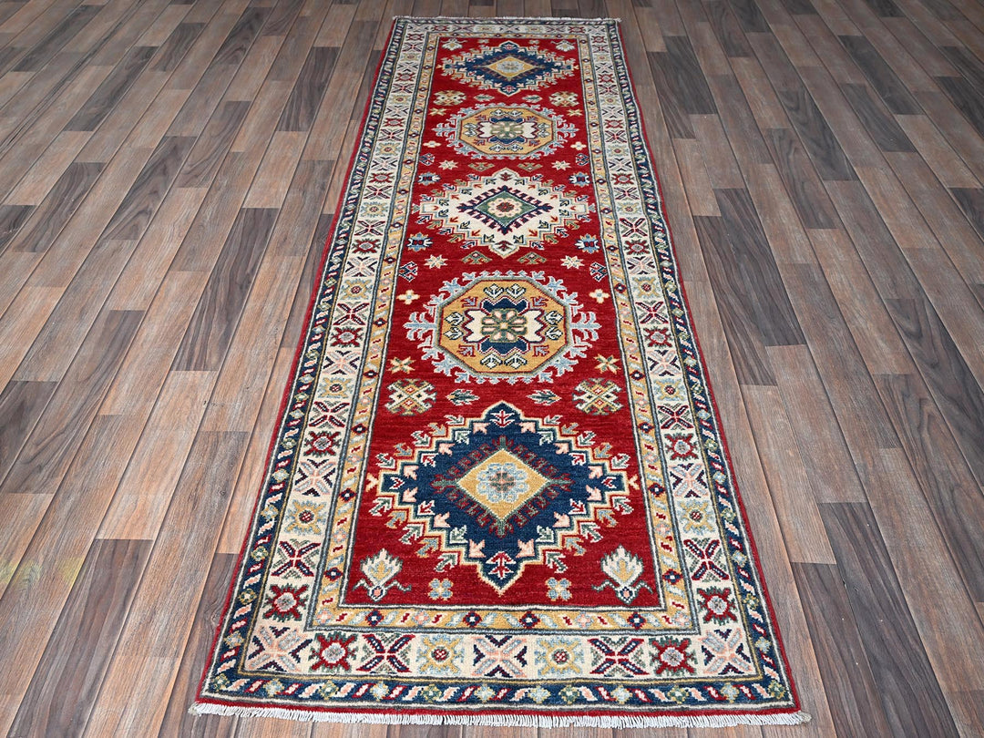 2'7" x 8'1" New Hand Knotted Red Wool Runner Oriental Rug - MOA102468