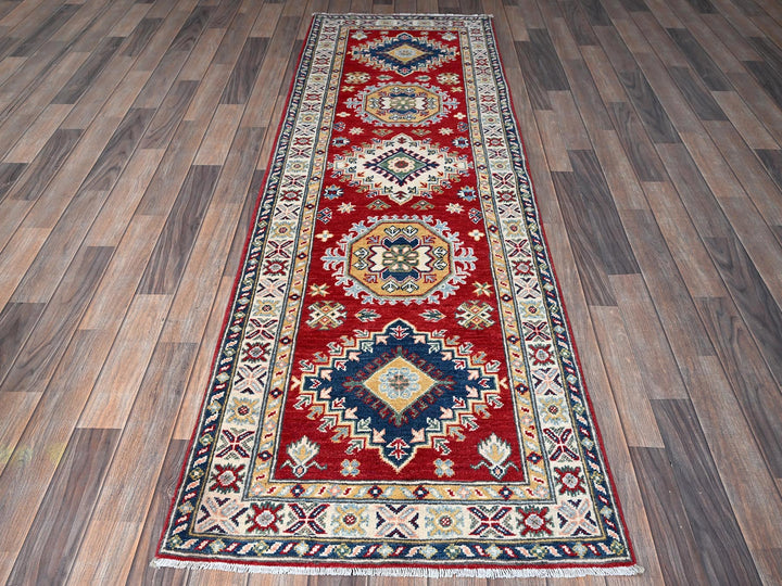 2'7" x 8'1" New Hand Knotted Red Wool Runner Oriental Rug - MOA102468