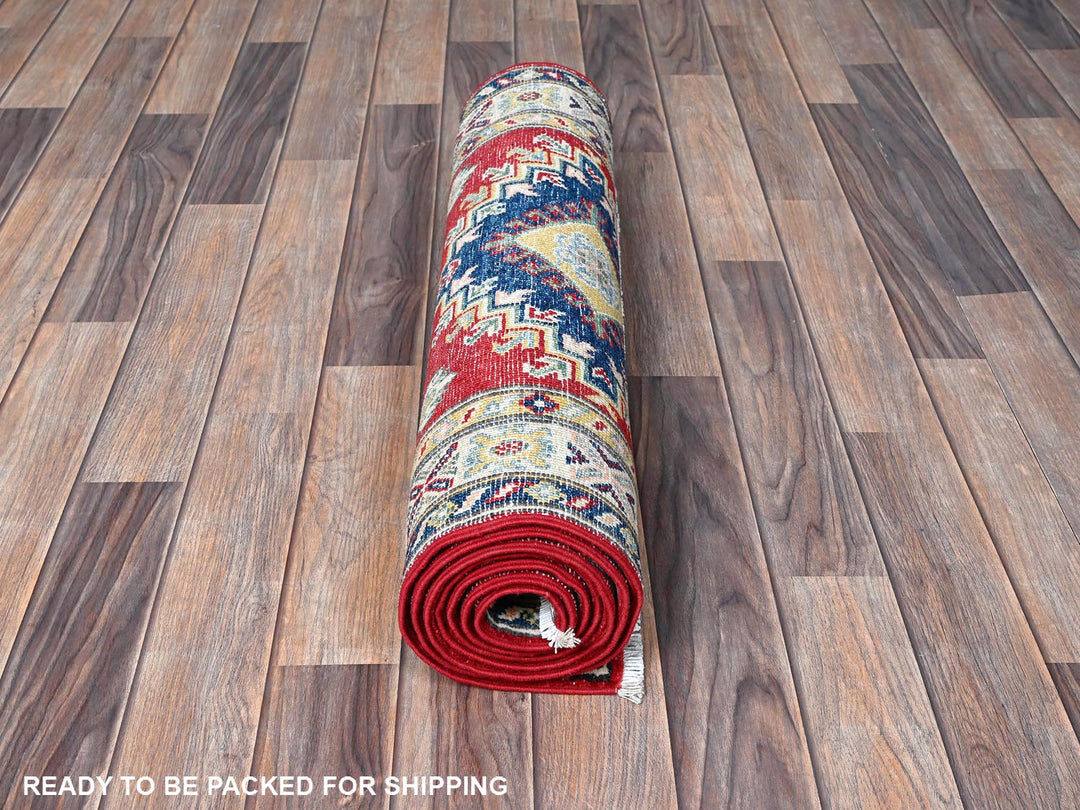 2'7" x 8'1" New Hand Knotted Red Wool Runner Oriental Rug - MOA102468