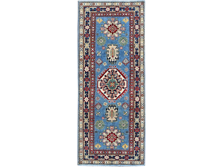 2'8" x 6'8" New Hand Knotted Blue Wool Runner Oriental Rug - MOA102469