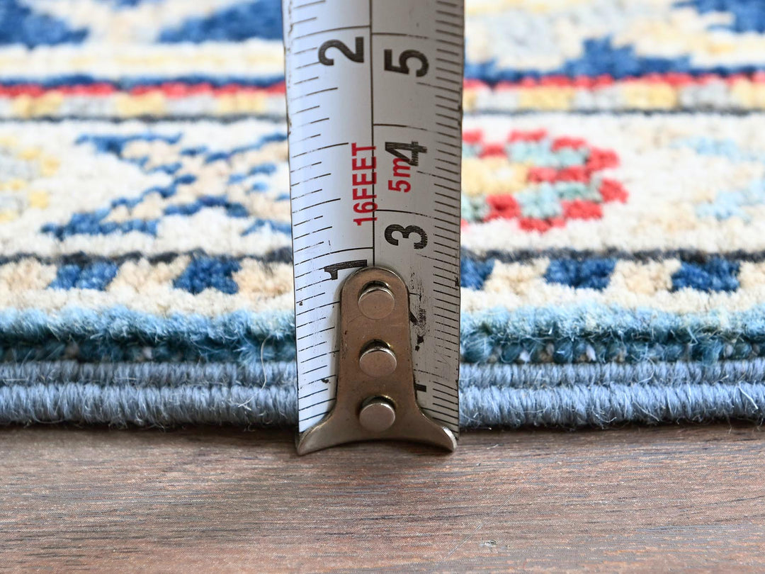 2'8" x 6'8" New Hand Knotted Blue Wool Runner Oriental Rug - MOA102469