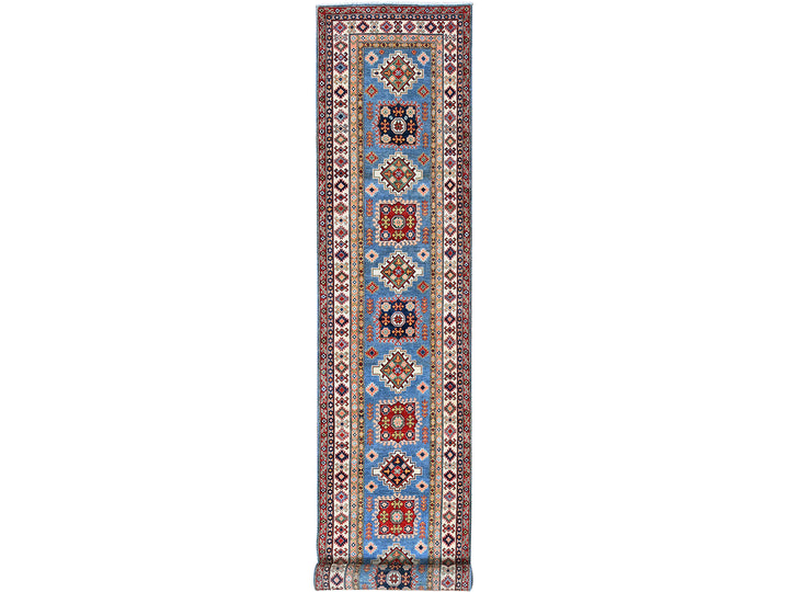 3'4" x 19'6" New Hand Knotted Blue Wool Runner Oriental Rug - MOA102471